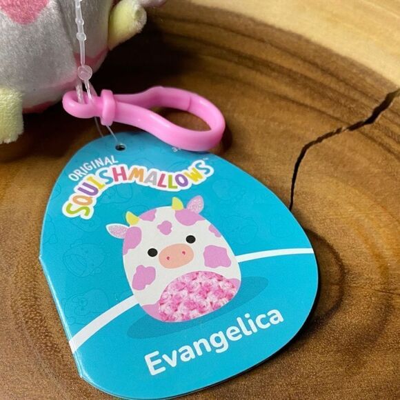 Squishmallows Evangelica The Pink Spotted Cow 3.5” Clip Keychain Vday 2023 - Picture 5 of 7